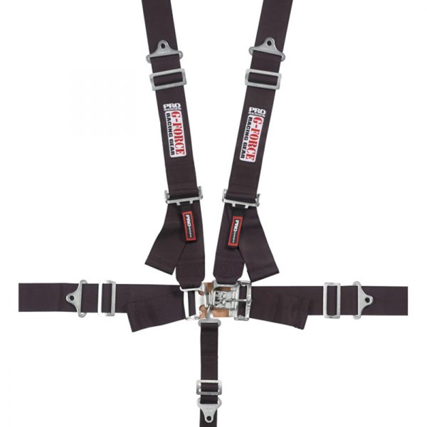 G-Force Racing Gear® - 5-Point Latch and Link Individual Shoulder Harness Set Pull-Down Style, Black