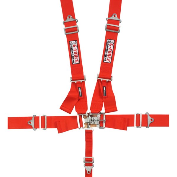 G-Force Racing Gear® - 5-Point Latch and Link Individual Shoulder Harness Set Pull-Down Style, Red