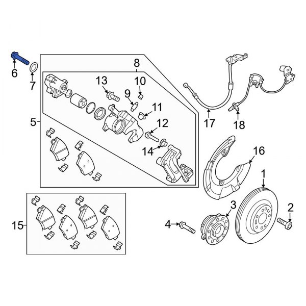 Disc Brake Caliper Anchor Plate Bolt