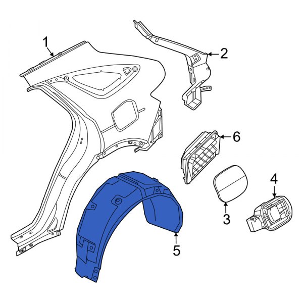 Genesis OE 86822AR001 Rear Right Quarter Panel Splash Shield
