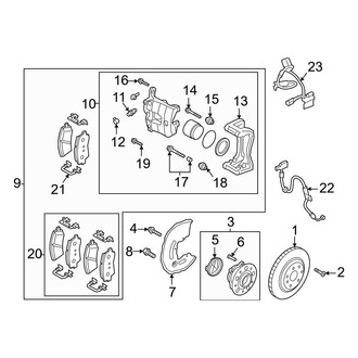 Genesis OE - Front Suspension - Brake Components (Standard Brakes), (RWD)