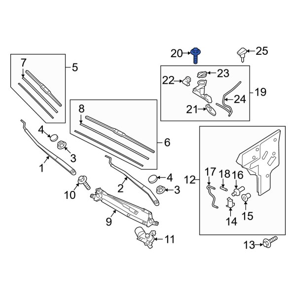 Washer Fluid Reservoir Filler Pipe Bolt