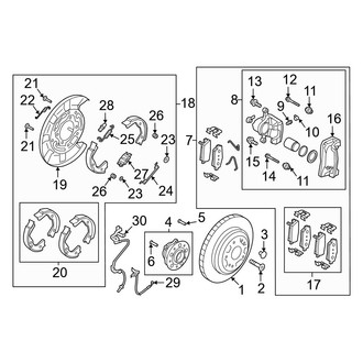 Genesis OE - Rear Suspension - Brake Components (19" Wheels, W/O Brembo Brakes)