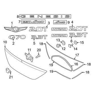 Genesis OE - Trunk Lid - Exterior Trim (AWD)