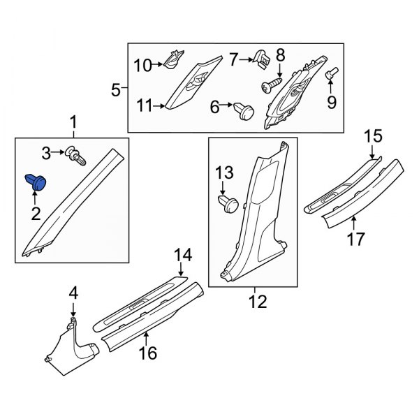 Body A-Pillar Trim Panel Clip