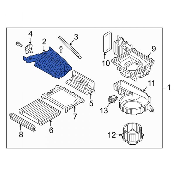 Genesis OE 97112T1000 Lower HVAC Blower Motor Housing