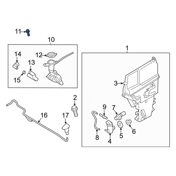 Washer Fluid Reservoir Filler Pipe Bolt