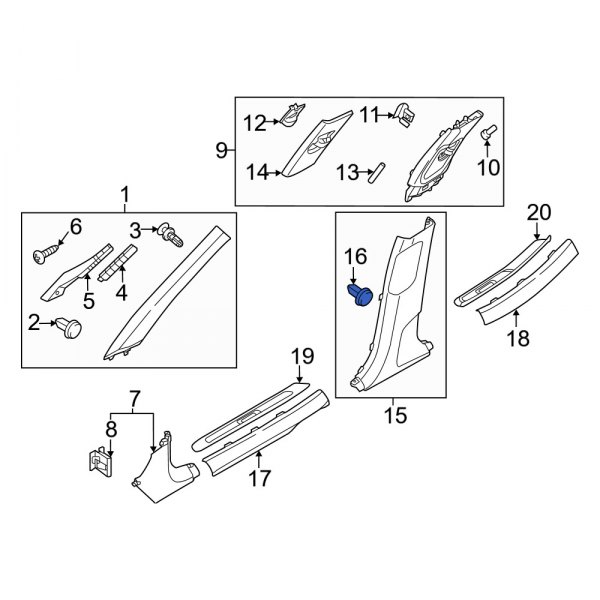 Body B-Pillar Trim Panel Clip