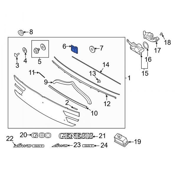 Trunk Lid Applique Clip