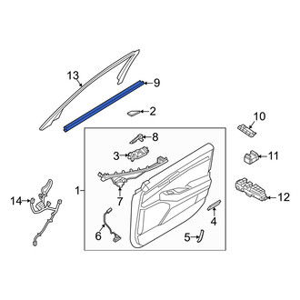 Genesis OE - Front Right Door Window Belt Weatherstrip