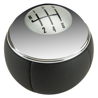 Genuine® - Manual 6-Speed Pattern Black Leather Shift Knob with Chrome