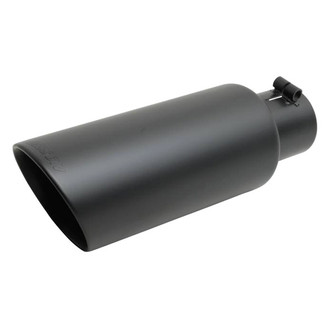Gibson® - Stainless Steel Round Angle Cut Bolt-On Double-Wall Black Ceramic Exhaust Tip (2.5" Inlet, 4" Outlet, 8" Length)