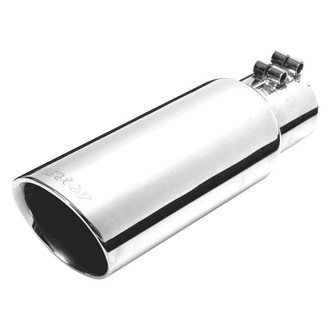 Gibson® - Stainless Steel Round Angle Cut Bolt-On Double-Wall Polished Exhaust Tip (2.5" Inlet, 4" Outlet, 8" Length)