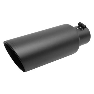 Gibson® - Stainless Steel Round Angle Cut Bolt-On Double-Wall Black Ceramic Exhaust Tip (2.5" Inlet, 4" Outlet, 12" Length)