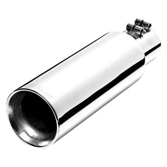 Gibson® - Stainless Steel Round Angle Cut Bolt-On Double-Wall Polished Exhaust Tip (2.5" Inlet, 4" Outlet, 12" Length)