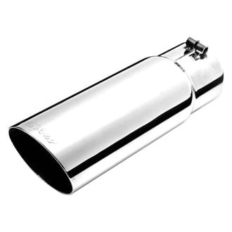 Gibson® - Stainless Steel Round Angle Cut Clamp-On Single-Wall Polished Exhaust Tip (2.75" Inlet, 3.5" Outlet, 10" Length)