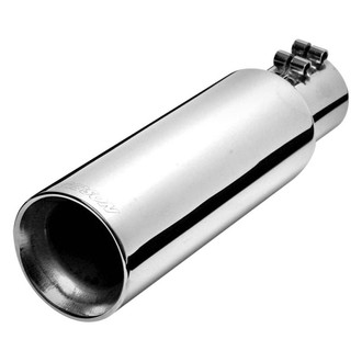 Gibson® - Stainless Steel Round Angle Cut Bolt-On Double-Wall Polished Exhaust Tip (3" Inlet, 4" Outlet, 12" Length)