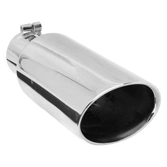 Gibson® - Stainless Steel Round Angle Cut Bolt-On Double-Wall Polished Exhaust Tip (2.375" Inlet, 3.5" Outlet, 11" Length)