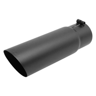 Gibson® - Stainless Steel Round Angle Cut Clamp-On Single-Wall Black Ceramic Exhaust Tip (2.25" Inlet, 4" Outlet, 12" Length)