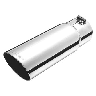 Gibson® - Stainless Steel Round Angle Cut Clamp-On Single-Wall Polished Exhaust Tip (2.25" Inlet, 4" Outlet, 8" Length)