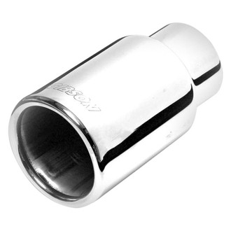 Gibson® - Stainless Steel Round Rolled Edge Straight Cut Bolt-On Single-Wall Polished Exhaust Tip (2.5" Inlet, 3.5" Outlet, 12" Length)