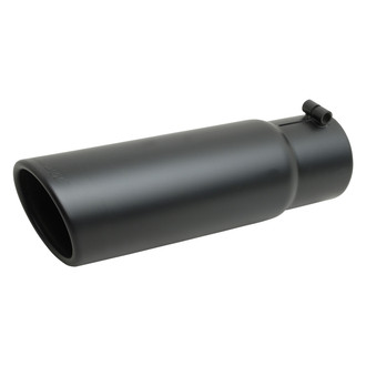 Gibson® - Stainless Steel Round Rolled Edge Angle Cut Bolt-On Single-Wall Black Ceramic Exhaust Tip (2.75" Inlet, 5" Outlet, 12" Length)