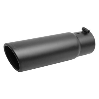 Gibson® - Stainless Steel Round Rolled Edge Angle Cut Bolt-On Single-Wall Black Ceramic Exhaust Tip (3.5" Inlet, 5" Outlet, 12" Length)