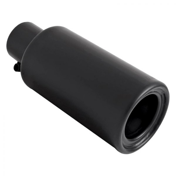 Gibson® - Stainless Steel Quiet Style Round Rolled Edge Angle Cut Black Ceramic Exhaust Tip
