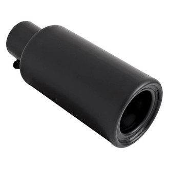 Gibson® - Stainless Steel Quiet Style Round Rolled Edge Angle Cut Clamp-On Black Ceramic Exhaust Tip (2.25" Inlet, 4" Outlet, 12" Length)
