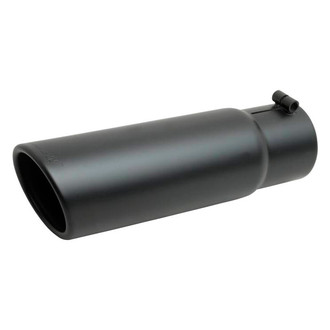 Gibson® - Stainless Steel Round Rolled Edge Angle Cut Clamp-On Black Ceramic Exhaust Tip (3" Inlet, 5" Outlet, 12" Length)