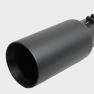 Gibson® - Stainless Steel Round Angle Cut Bolt-On Double-Wall Black Ceramic Exhaust Tip (2.5" Inlet, 4" Outlet, 8" Length)
