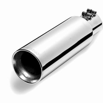 Gibson® - Stainless Steel Round Straight Cut Bolt-On Double-Wall Polished Exhaust Tip (2.5" Inlet, 4" Outlet, 8" Length)