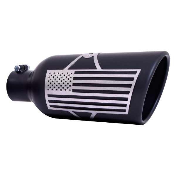 Gibson® - Patriot Series™ 304 SS Round Rolled Edge Angle Cut Black Ceramic Exhaust Tip