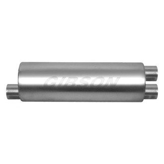 Gibson® - SFT Superflow™ Stainless Steel Round Gray Exhaust Muffler (2.25" Offset ID, 3" Dual OD, 24" Length)