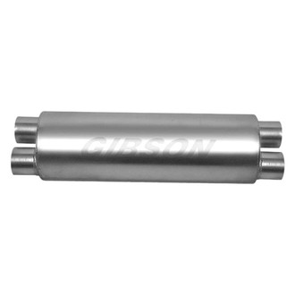Gibson® - SFT Superflow™ Stainless Steel Round Gray Exhaust Muffler (3" Dual ID, 2.5" Dual OD, 24" Length)