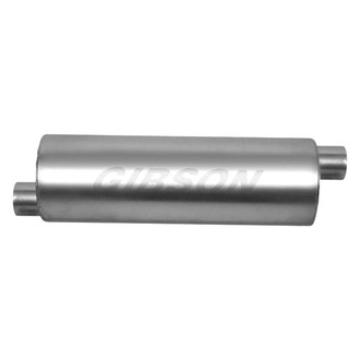 Gibson® - SFT Superflow™ Stainless Steel Round Gray Exhaust Muffler (2.5" Offset ID, 3" Offset OD, 19" Length)