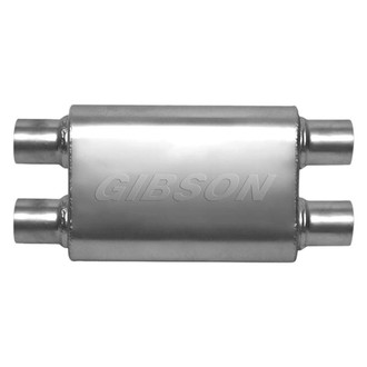 Gibson® - MWA™ Stainless Steel Oval Gray Exhaust Muffler (2.5" Dual ID, 2.5" Dual OD, 14" Length)