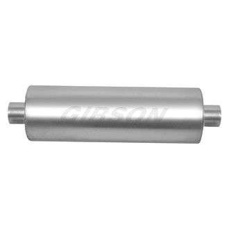 Gibson® - MWA™ Stainless Steel Round Gray Exhaust Muffler (2.5" Center ID, 2.5" Center OD, 10" Length)