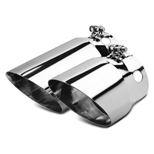 Go Rhino® - Stainless Steel Dual Round Angle Cut Chrome Exhaust Tip