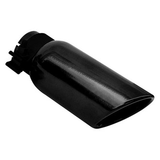 Go Rhino® - Stainless Steel Round Rolled Edge Angle Cut Clamp-On Black Powder Coat Exhaust Tip (2.25" Inlet, 3" Outlet, 6" Length)
