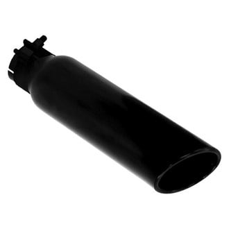 Go Rhino® - Stainless Steel Round Rolled Edge Angle Cut Clamp-On Black Powder Coat Exhaust Tip (2.25" Inlet, 4" Outlet, 14" Length)
