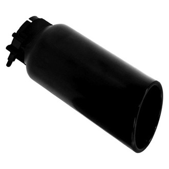 Go Rhino® - Stainless Steel Round Rolled Edge Angle Cut Clamp-On Black Powder Coat Exhaust Tip (2.75" Inlet, 4" Outlet, 10" Length)