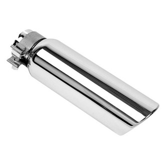Go Rhino® - Stainless Steel Round Rolled Edge Angle Cut Clamp-On Polished Exhaust Tip (2.75" Inlet, 4" Outlet, 14" Length)