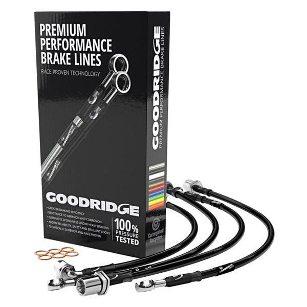  Goodridge® - G-Stop Extended Stainless Steel Braided Brake Line Kit