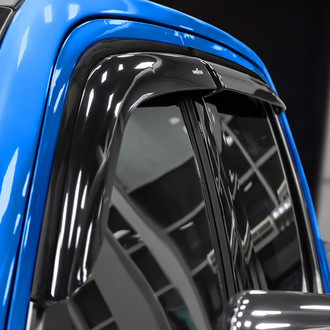 Goodyear Accessories - Tape-On Smoke Front and Rear Side Window Deflectors with 2 License Plate Frames