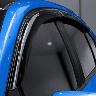 Goodyear Accessories - Tape-On Smoke Front and Rear Side Window Deflectors with 2 License Plate Frames