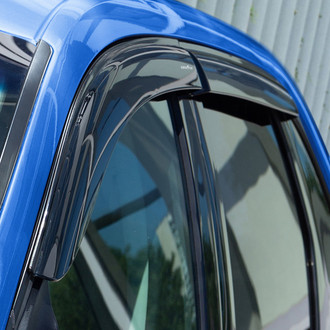 Goodyear Accessories - Tape-On Smoke Front and Rear Side Window Deflectors with 2 License Plate Frames