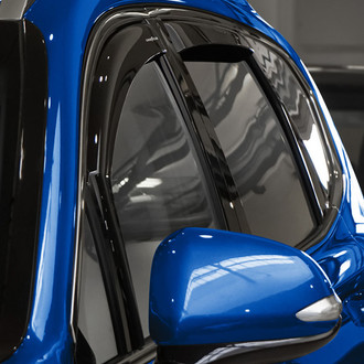 Goodyear Accessories - In-Channel Smoke Front and Rear Side Window Deflectors with 2 License Plate Frames
