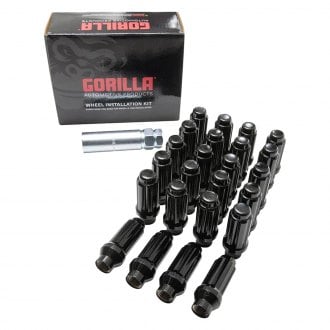 Gorilla Automotive® - Black Chrome E-T/Ultra Seat Spline Short Shank Lug Nuts