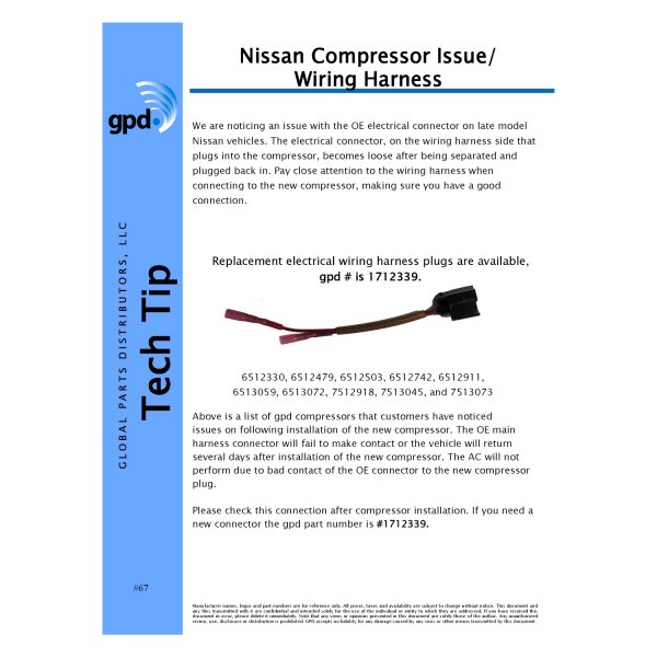 gpd® - A/C Compressor Wiring Harness